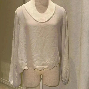 scallop bottom blouses with open sleeve